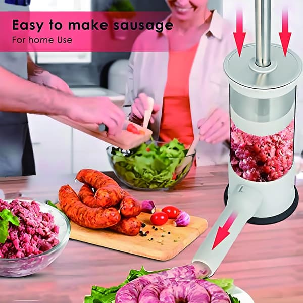 Pølsestappemaskin DIY pølsemaker med 4 fyllerør for rask pølselaging
