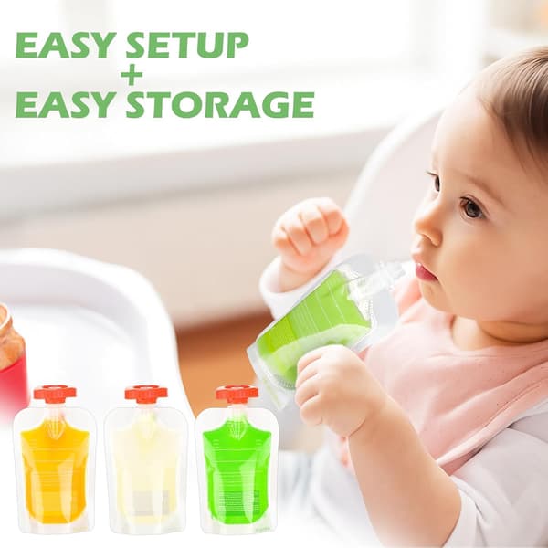 Squeeze Station Barnmatsberedare Påfyllningsbara Barnmatspåsar 10 st Klämpåsar Fyllare Snacks Puréförvaring Hemlagad Förberedelse Nödvändigt för Spädbarn
