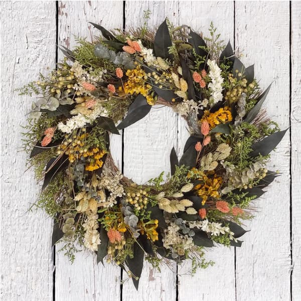 Svensk Midsommar Hängande Blomsterkrans – Rustik Nordisk Dörrkrans för Sommarfestdekoration