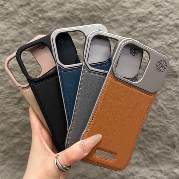 PC Ramlös Aromaterapi Läder Magnetiskt Mobiltelefonfodral för iPhone 16 Pro Max Anti-Fall Mobiltelefonfodral, Brun