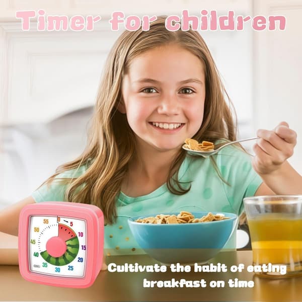 Visuel timer til børn til køkken, klasseværelse, madlavning, læring, soveværelse, 60-minutters nedtælling Pomodoro-timer til børn med autisme ADHD (vandmelonstil)