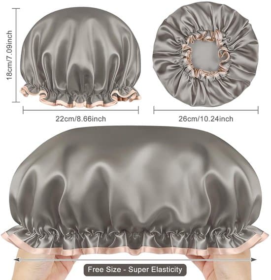 3 stycken vattentäta duschmössor för kvinnor - Enfärgad dubbelskiktad elastisk banddesign - Badhårmössa - Skyddar håret under dusch och matlagning