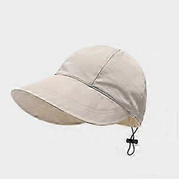 Sommerhat til kvinder bredskygget foldbar solhat anti-UV strandvisir beige Beige