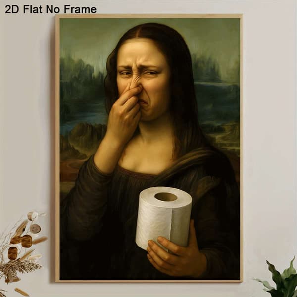 Rolig Mona Lisa Canvasaffisch – Modernt Väggkonsttryck för Heminredning 30x40cm Frameless