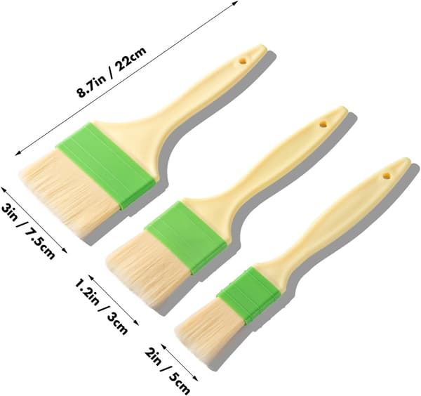 3 stk. penselsett for baking og grilling, matpensel for marinader, sauser, eggvask, smør, BBQ-pensler