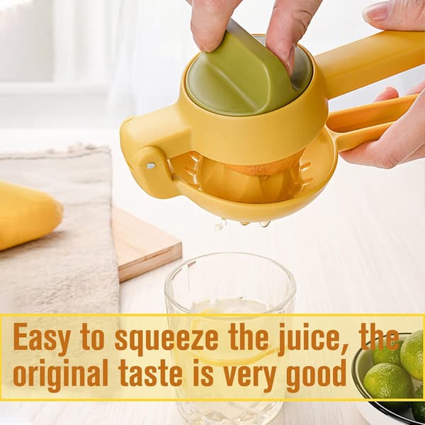 Citronpress Citruspress Manuell Juicer Citrus Roterande Press för Maximal Utvinning Handpress Köksredskap (Blå+gul)