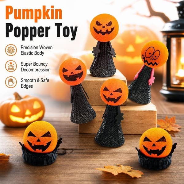 Hoppande leksaker 12 st nyhet pumpahuvud Halloween-festartiklar