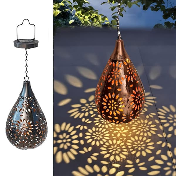 Udendørs hængende solcellelamper Havelanterne LED Blomstermønster Gårdhave Solcellelampe Vandtætte Solpaneler