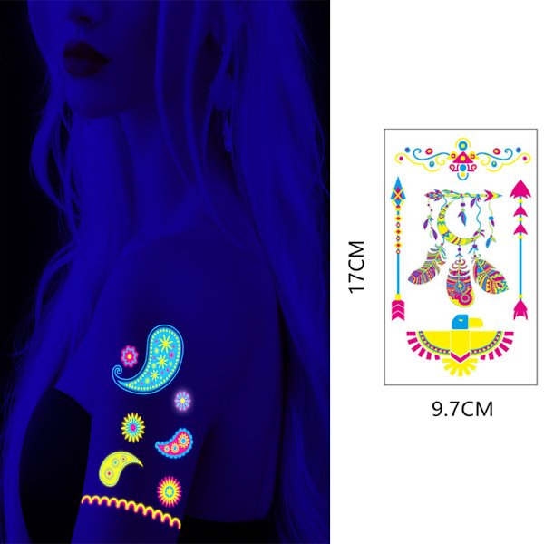 Glød i UV midlertidige tatoveringer 20 ark