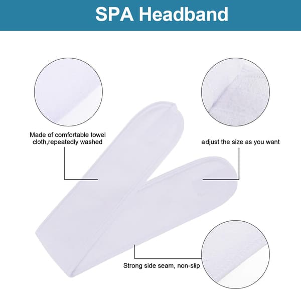 Spa ansiktshodebånd Hodeinnpakning Frottéhodebånd 4 stk. Elastisk håndkle for bad, sminke og sport (hvit) White