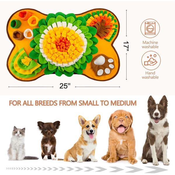 Snusemåtte til hunde, snusemåtte til små og mellemstore hunde, interaktiv snusemåtte, fodermåtte til hvalpe, slow feeder hundegodbidmåtte (benformet)