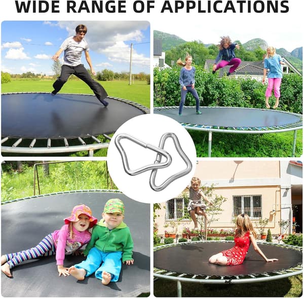 30 st triangulära ringar V-ring för trampolindelar galvaniserade och korrosionsbeständiga stålreservdelar för hoppmatta och trampolinnät