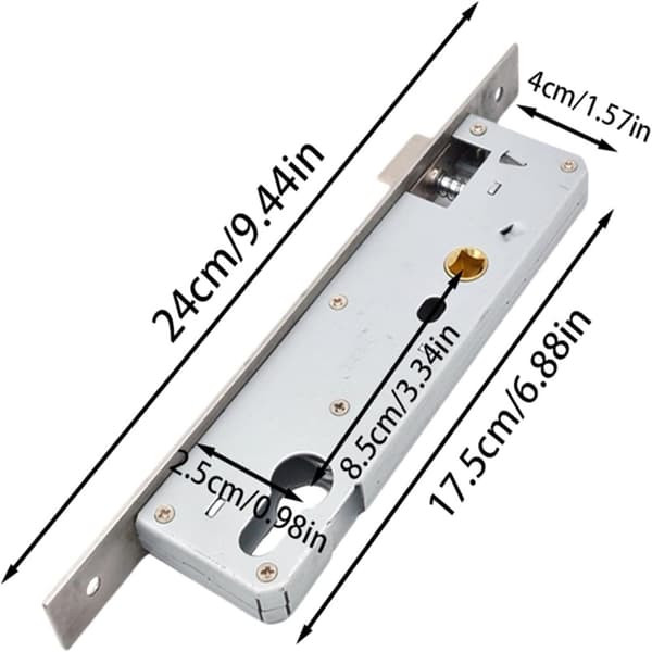 Mortiselås i rustfrit stål Rørformede rammelåse til terrassedør i træ, aluminium og vinyl Afstand 85 mm/3,34 tommer center