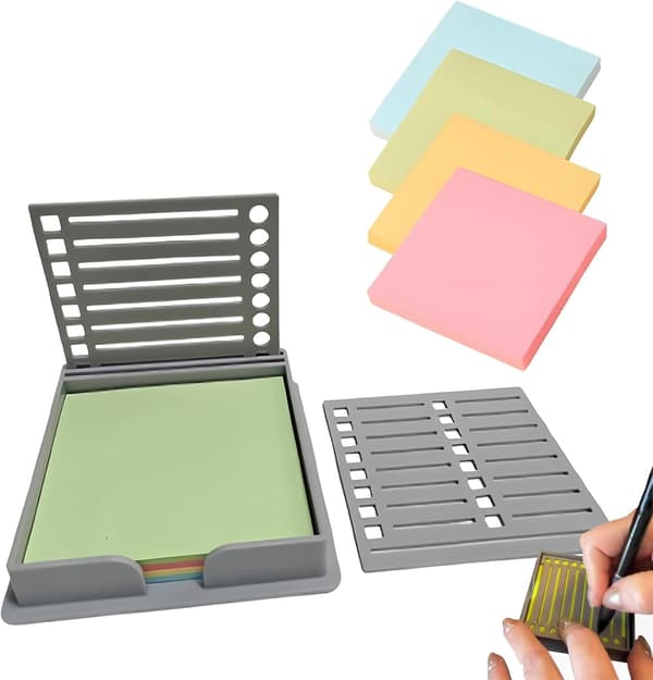 Sticky note-skabeloner 100 ark med 4 farver 3x3 sticky note-linjeskabeloner og clips perfekte til huskelister (grå).