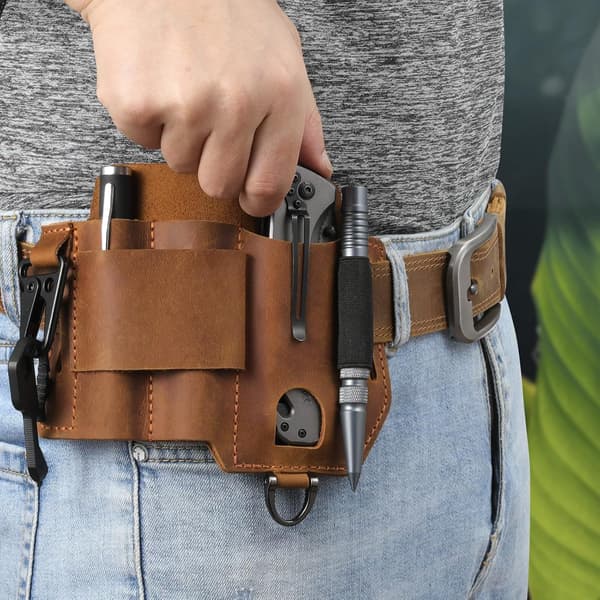 Læder EDC Multiværktøjsskede til bælte EDC Bælteorganizer til Leatherman-værktøjer EDC Lommeorganizer til mænd og kvinder