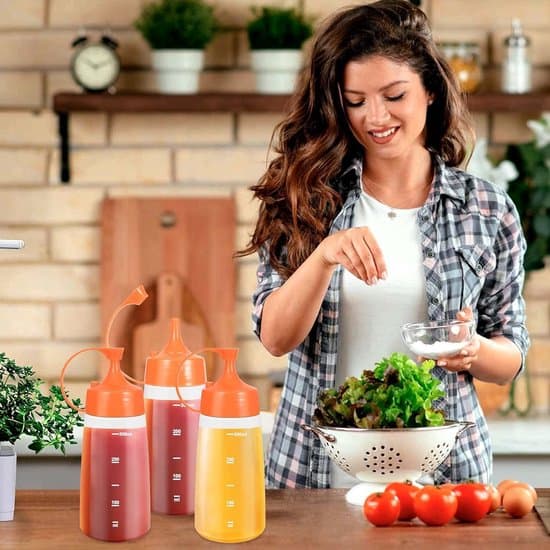 3 st plastflaskor 300 ml klämflaska med lock såsflaska för kryddor dispenserflaska för dressing ketchup stark sås olivolja