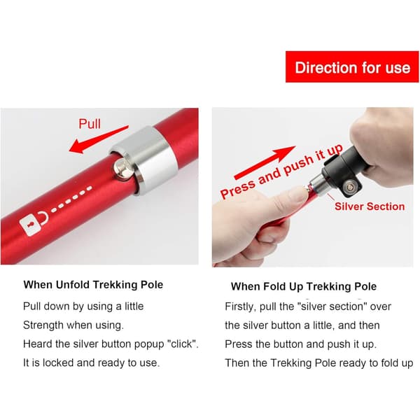 Turstaver Ultralette Sammenleggbare Aluminium Pakke med 2 Red
