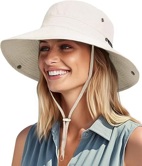 Solhatter for kvinner Hestehale UV-beskyttelse Strand Sommerhatt Bredbremmet Sammenleggbar Cowboyhatt