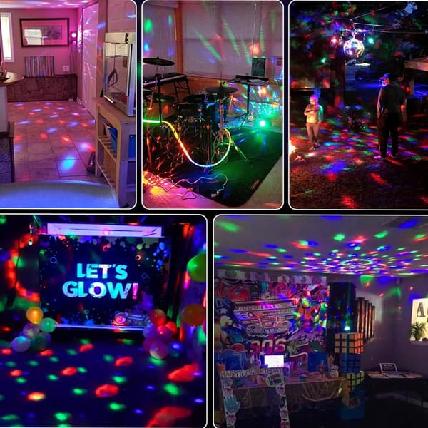 Festlys med fjernkontroll DJ-lys Diskokule Strobelys 7 moduser for Karaoke Halloween Juledekorasjon