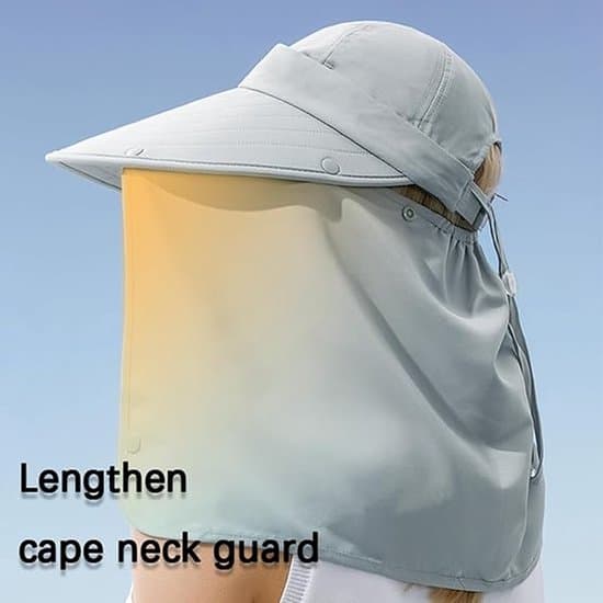 Dame Solhat UPF50+ - 4-i-1 Design - Justerbar Nakkebeskyttelse - Åndbar Polyester - Til Strand & Udendørs - Med Hestehaleåbning
