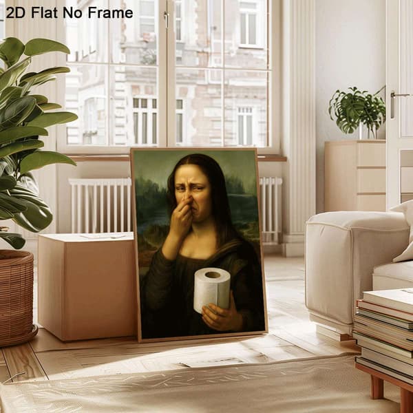 Rolig Mona Lisa Canvasaffisch – Modernt Väggkonsttryck för Heminredning 40x60cm Frameless