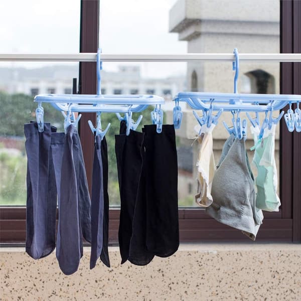 Dryphænger 32 klips Tørrehænger til håndklæder BH'er babytøj handsker blå