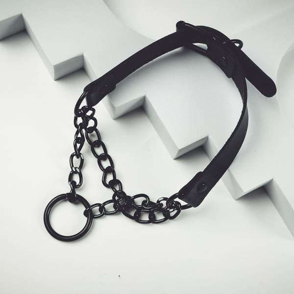 PU læderhalskæde Punk Goth Emo Cirkelkædehalskæde Chokerhalskæde til kvinder mænd justerbar