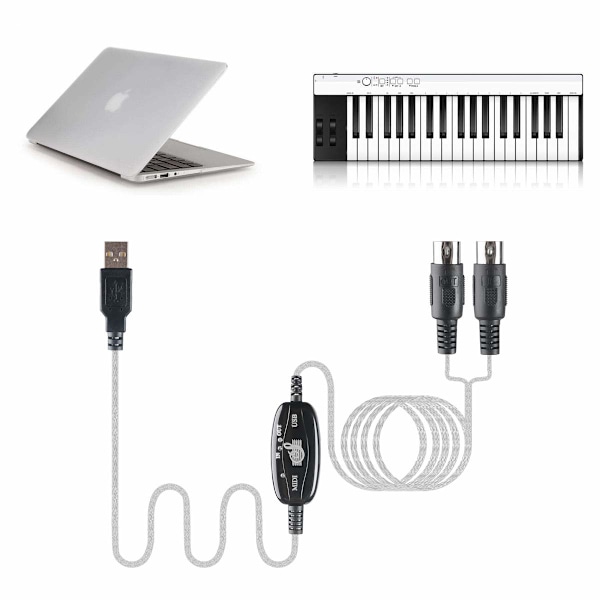 USB til MIDI Kabel Konverter 2-i-1 PC til Synthesizer Musikstudie Keyboard Interface Kabel Stik Controller Adapter Kabel 16 Kanaler