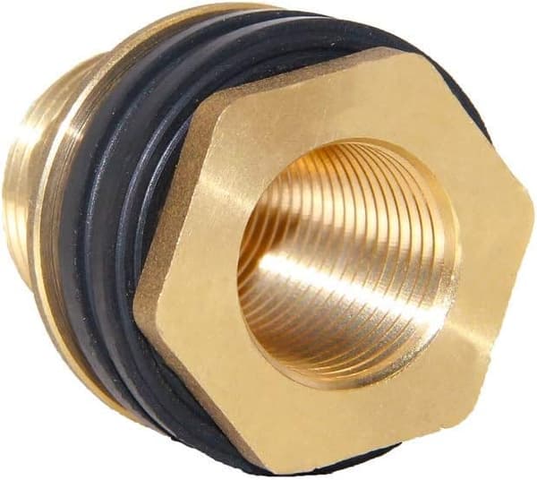 2 stk. 1/2\" hun 3/4\" han massiv messing vandtankforbindelse skot tankfitting med 2 gummiringe stabiliserende