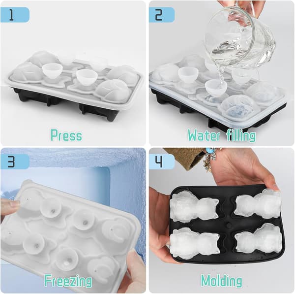 Ice Cat Ice Cube Tray - 3D kattformade formar för whisky Bourbon 4-håls stora roliga formar