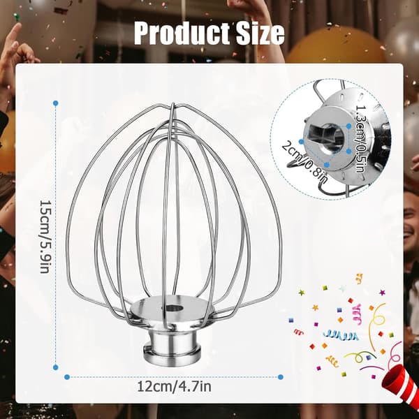 K45WW 6-tråds piskeris til KitchenAid røremaskine med vippehoved - Æg, fløde, kager, mayonnaise piskeris til Kitchen Aid røremaskine tilbehør