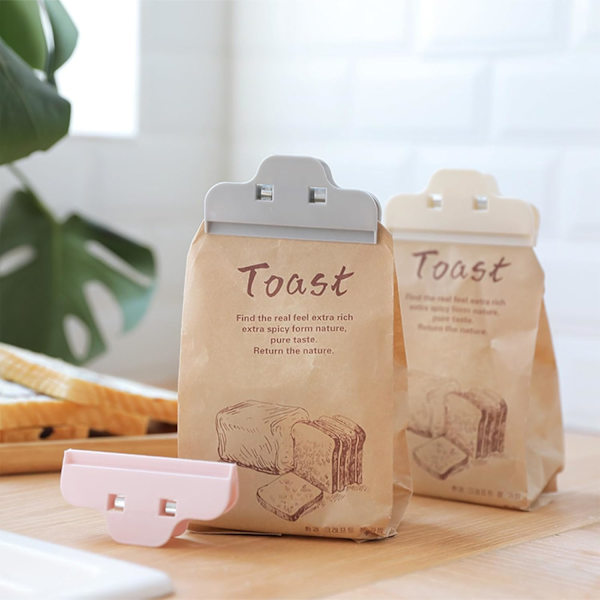 5 stk. Forseglingsclips til chips, brødclips til chipsposer, køkkenopbevaring til snacks, beige