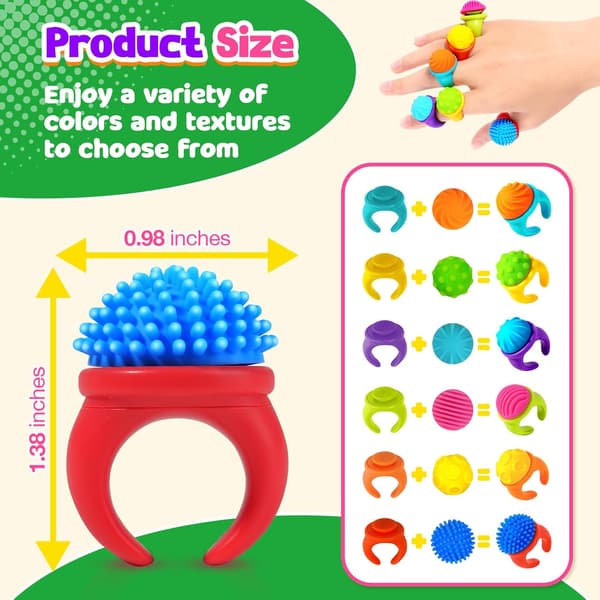Fidget Toys Sensoriske Ringer for Barn: 18-pakning Teksturerte Spinnerringer for Angstlindring - Sensoriske Leker for Autisme ADHD Spesielle Behov Klasserom