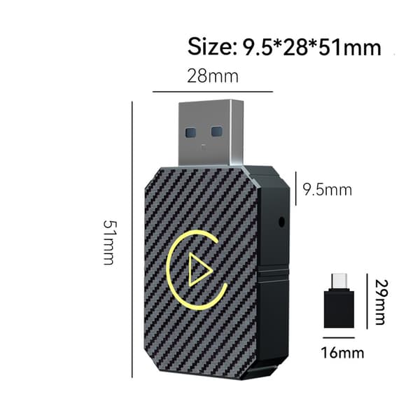 Mini trådløs Android biladapter og trådløs CarPlay-adapter 2-i-1 trådløs CarPlay-adapter til iPhone iOS 10+/Android 11+