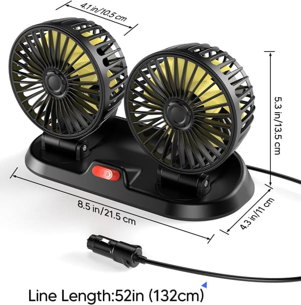 Doble hodevifter for bil 360° rotasjon