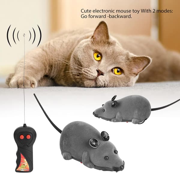 Fjärrstyrd kattleksak elektronisk kattungeleksak rolig jagande simulerad djurleksak nyhet husdjurspresent (grå)