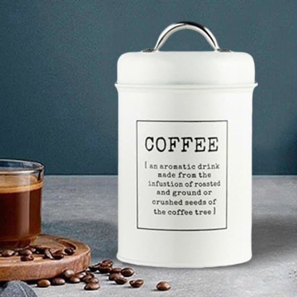 Kaffebeholder Slikkrukke Chokoladekrukke Tørfoder Lufttæt Låg 1,2l Snacks Slik Organizer Køkkenbeholder Til Skab Hylde Hvid White