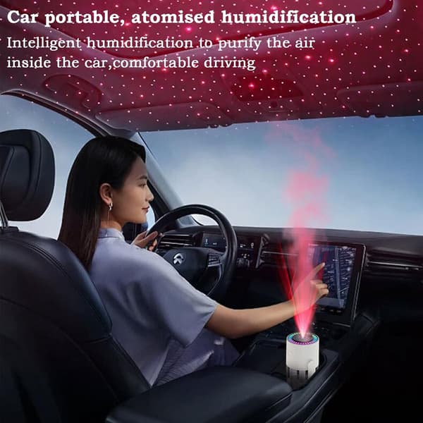 Portabel Ultraljud Luftfuktare, Mini Bil Luftfuktare Diffuser Med Stjärnprojektorlampor, Tyst Luftdiffuser Med USB-laddning För Hem Bil (1 vit)