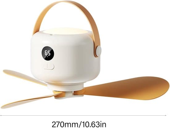 Campingventilator – USB-ventilator med hængefunktion – USB-tilslutning – med LED – støjsvag – til campingtelt, campingvogn, udendørs