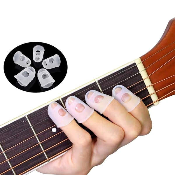 40 st silikon gitarr fingerskydd gitarr fingerspets skyddshöljen för stränginstrument (5 storlekar)