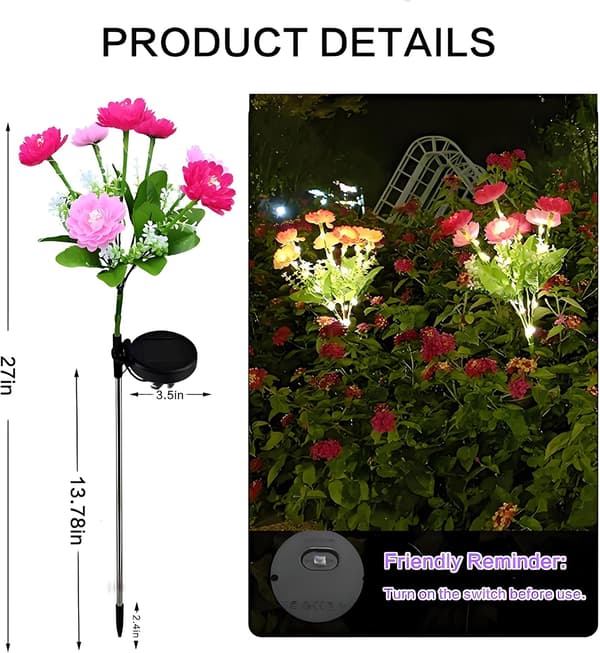 Solcellsdrivna blomlampor 2-pack solcellsdriven utomhusbelysning