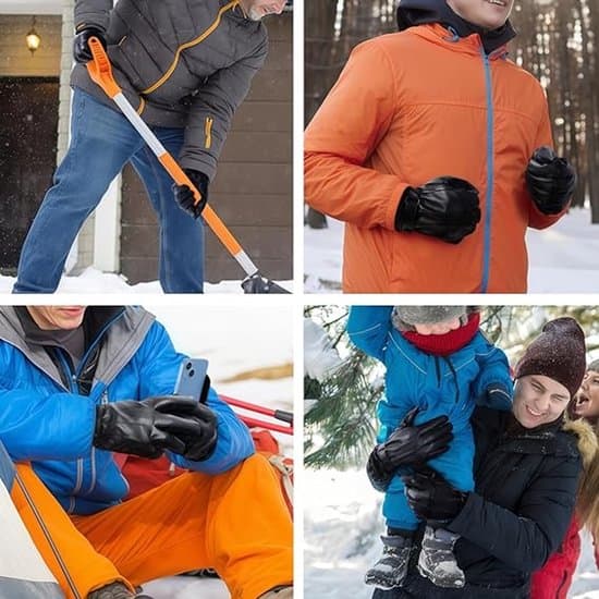 Herre læderhandsker - sort - vinter - termiske touchskærmshandsker til mænd varme og stilfulde læderhandsker til mænd læderluffer