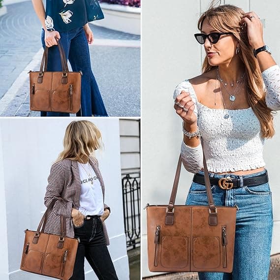 Damhandväskor stora axelväskor med flera fickor läder arbetsväskor designer hobo crossbody-väskor