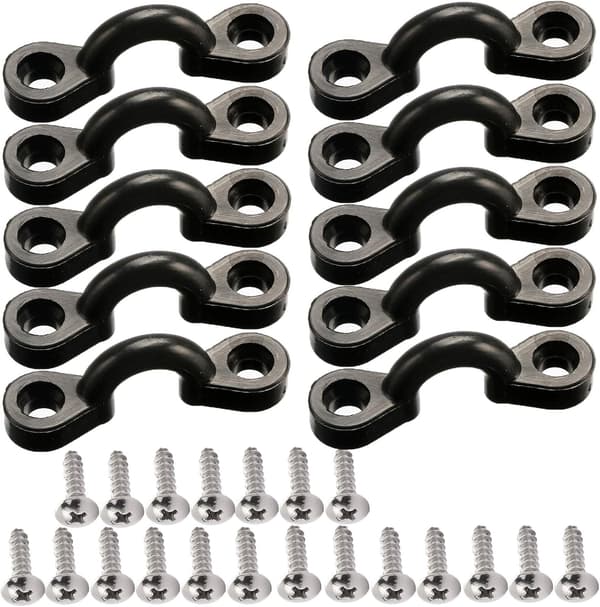 Kajak Pad Eye Kit 10 st Nylon Bungee Deck Loops Tie Down Pad Eye med 20 skruvar för båt kajak däck riggningssats