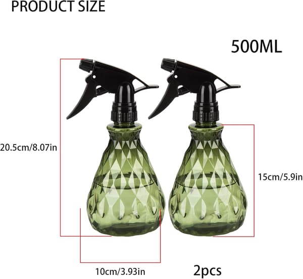 2 sprayflaskor 500 ml/17 oz tomma vattensprayflaskor återanvändbara plastjusterbara sprayflaskor påfyllningsbara behållare.