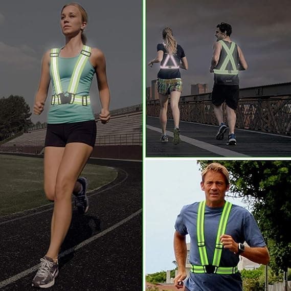 Reflexväst Löparutrustning 2-pack Hög Synlighet Justerbar Säkerhetsväst för Nattcykling, Vandring, Jogging, Hundpromenad