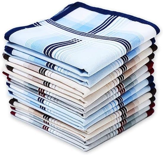 12 stk. Herrelommetørklæder - 100% Premium 42S Bomuld 43x43 cm Bløde og Absorberende - Klassiske Stoflommetørklæder til Forretning, Bryllupper og Daglig Brug