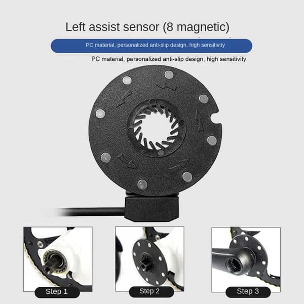 Elektrisk sykkel magnetisk kraftsensor 36/48V pedalassistent sensor F-8C magneter doble Hall-sensorer PAS