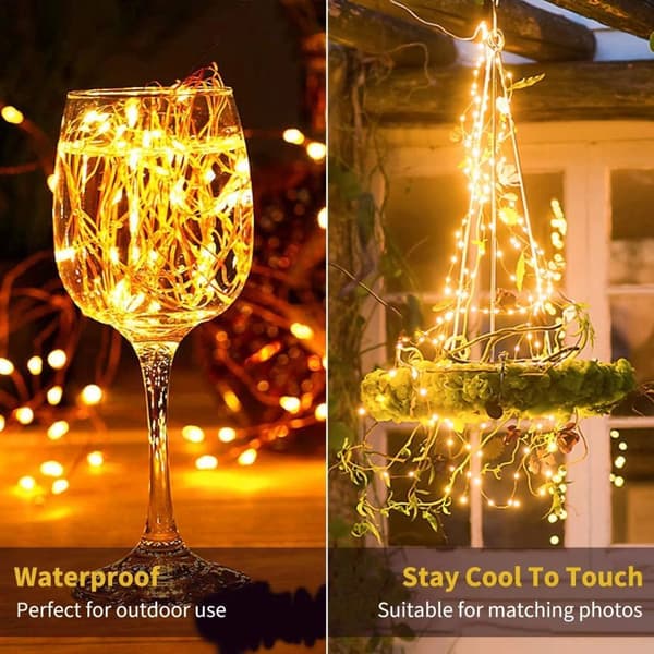 Fairy Lights 33Ft 100 LED Vattentät Silvertråd Firefly Lights Starry String Lights för Bröllop Inomhus Utomhus Jul Trädgårdsdekoration