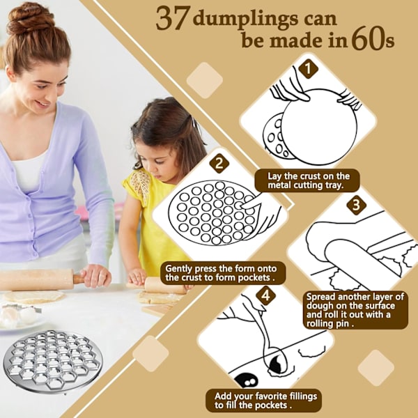 Raviolimaskin Dumplingform Dumplingmaskin 37 Hull Aluminiumslegering Dumplings Metallform